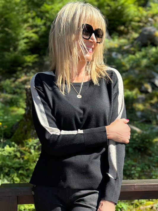 Contrast Striped Crew Neck | T231