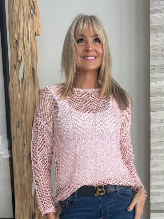 Sequins Yarn Chevron Print Long Sleeve Sweater | R272