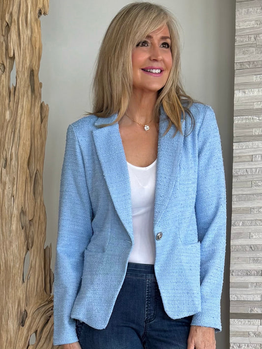 Bouclé Fitted Blazer With Notched Collar | R273