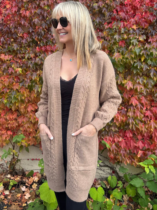 Elevated Cozy Cable Knit Cardi | C219