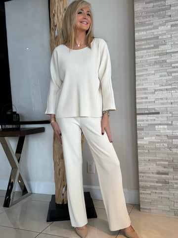 Pleated Scuba Crepe Wide-Leg Pants | R268