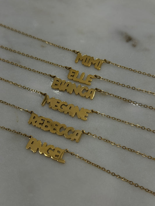 Bubble Nameplate Necklace