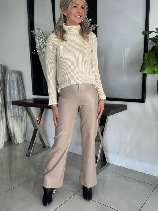 Ultra Soft Vegan Leather Pull-On Bootcut Pants | R210