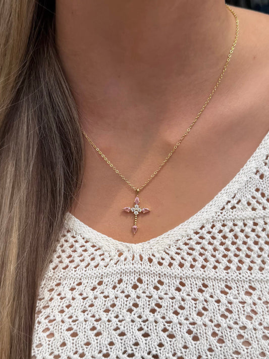 Belle Blush Cross Necklace