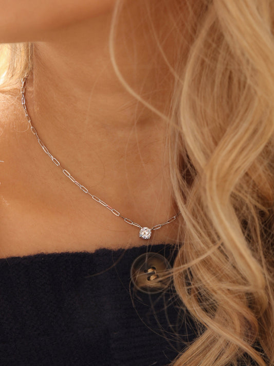 Timeless Chain CZ Necklace | Silver