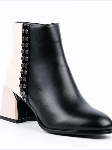 Two-Tone Studded Detail Booties | BT211
