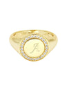 Belle Initial Signet CZ Ring