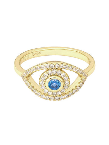 Aquamarine Evil Eye Ring