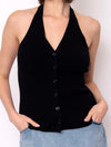 Classic Halter Top With Button Detail | T326