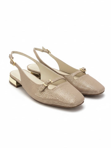 Champagne Shimmer Slingback Flats | SH202