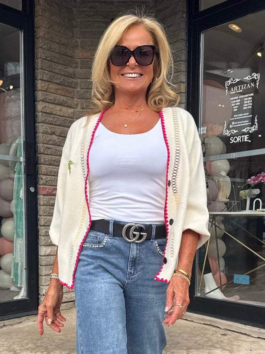 Tropical Breeze Embroidered Cardi  | C620