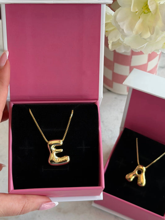 Glossy Bubble Letter Initial Necklace | N100