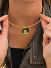 Cuff Necklace With Heart Initial Pendant