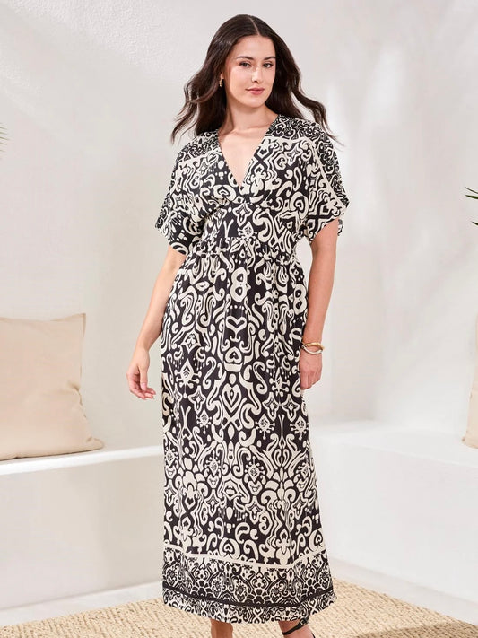 Pretty In Print Flattering Maxi Dress | D234