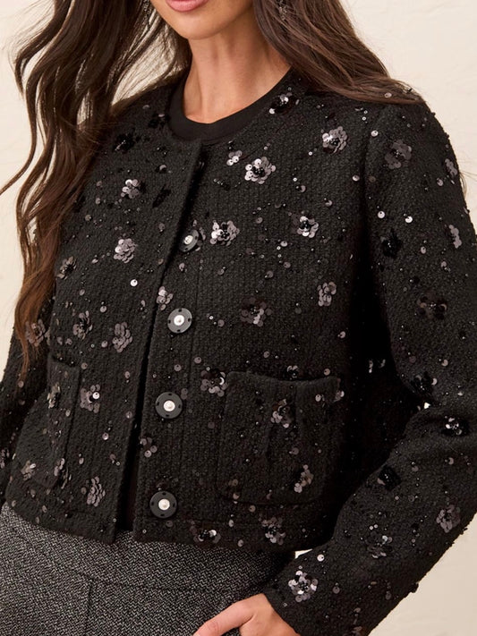 Fancy Embellished Tweed Jacket | JK254