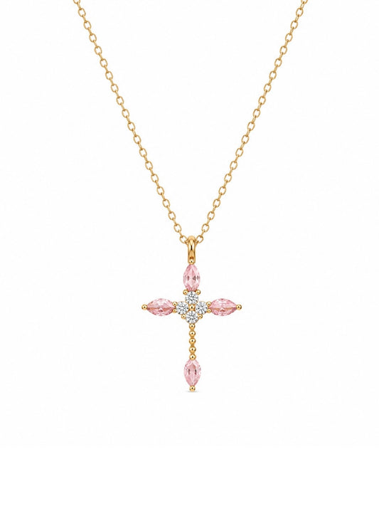 Belle Blush Cross Necklace
