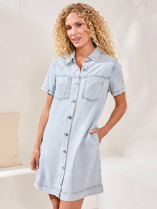Denim Shirt Dress With Pockets | D213
