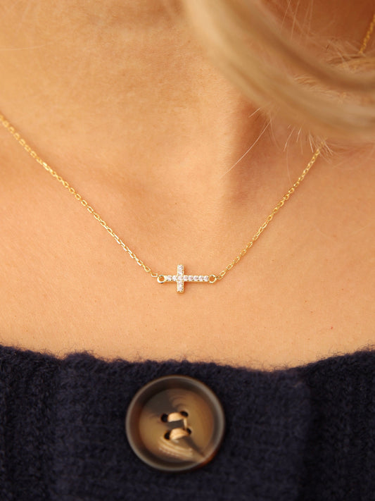 Dainty Mini Cross CZ Necklace