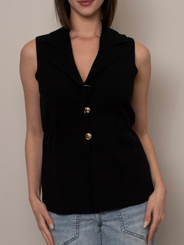 Sleeveless Vest With Gold Button Detail | V210