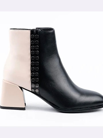 Two-Tone Studded Detail Booties | BT211
