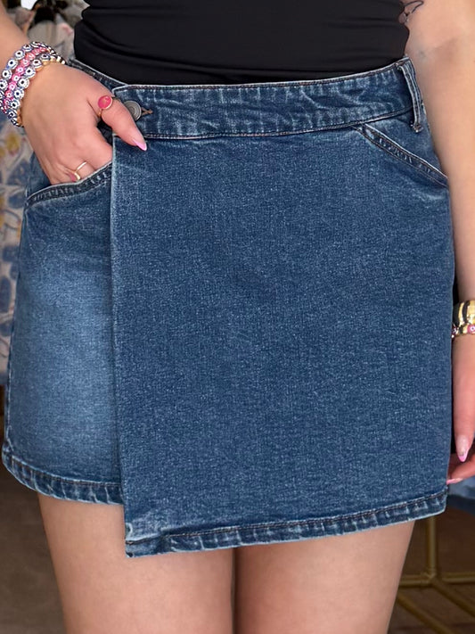 Denim Crossover Skort | SK225