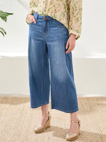 Trendy Pleated Crop Wide Leg Jean | JN214