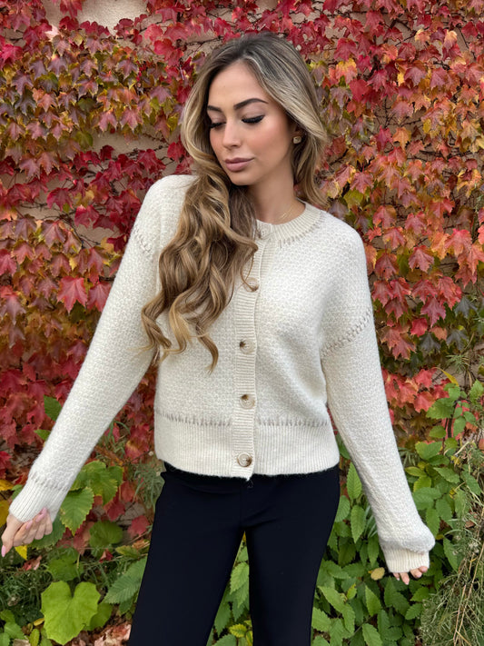 Neutral Contrast Stitch Cardigan | C218