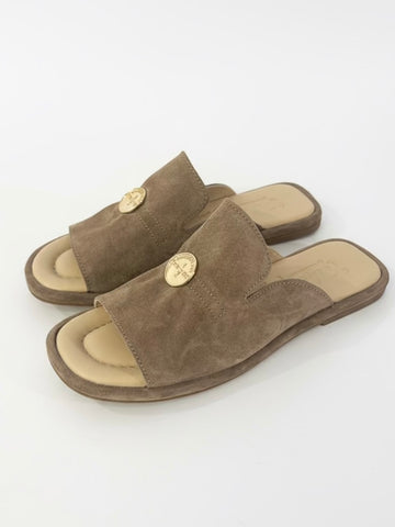 Suede Sandal With Gold Button Detail | SA218