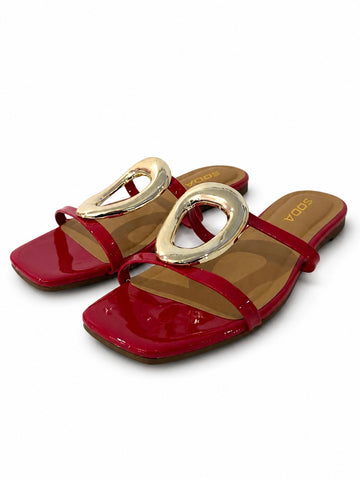Fabulous Red Sandal With Gold Detail | SA224