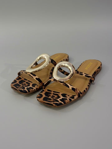 Gold Detail Leopard Print Sandal | SA207