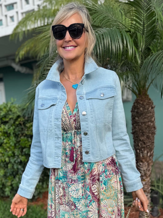 Denim Jacket With Back Pleats | JK240