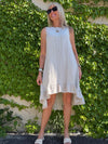 100% Linen Hi-Low Dress With Bow Detail | D255