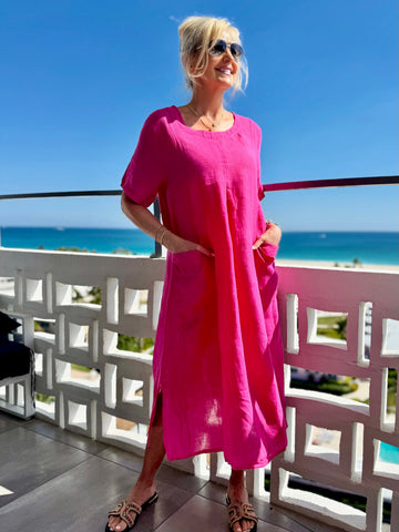 100% Linen Italian Riviera Dress | D229