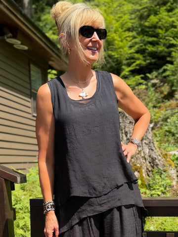 Sleeveless Asymmetrical Top | T348
