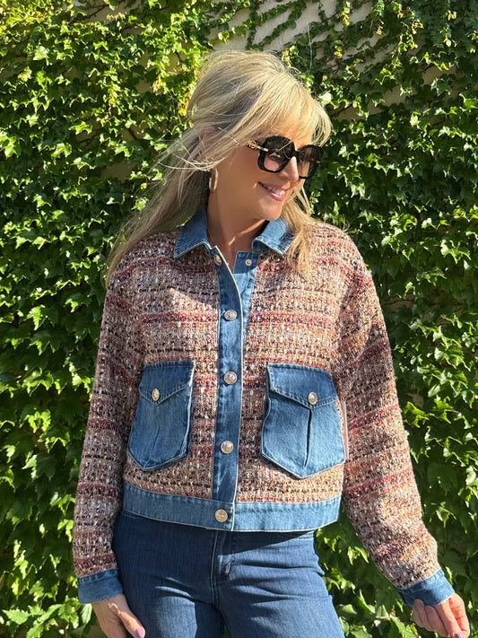 Bouclé Jacket With Denim | JK203