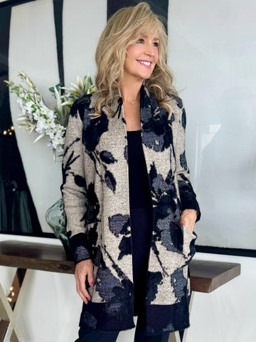 Abstract Sweater Knit Cardi | R203