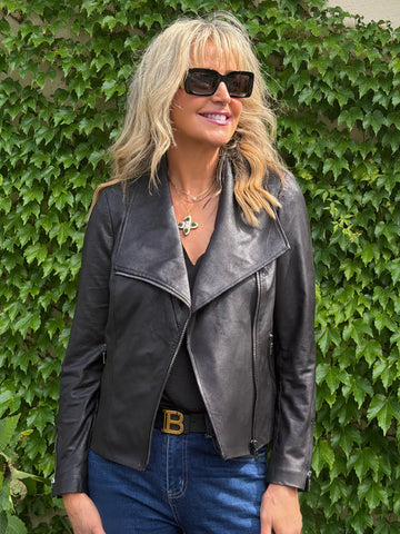 Foiled Knit Biker Jacket | R284