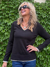 Cozy Contrast V-Neck Sweater | SW260