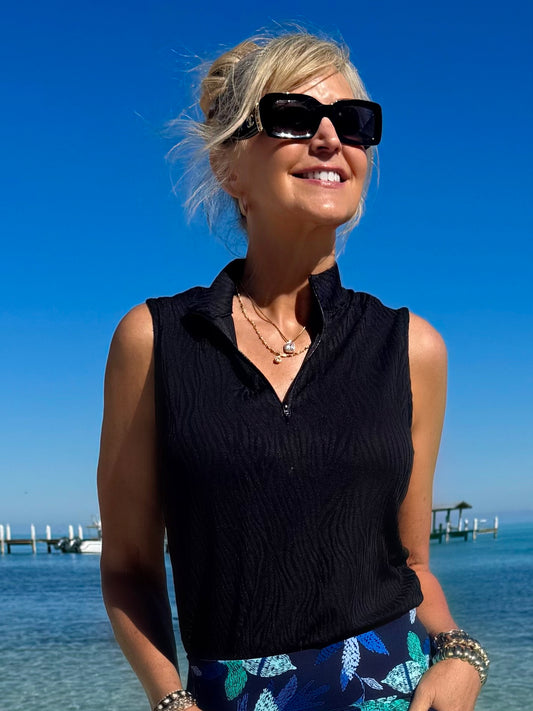 Sleeveless Zip Mock Neck | T296