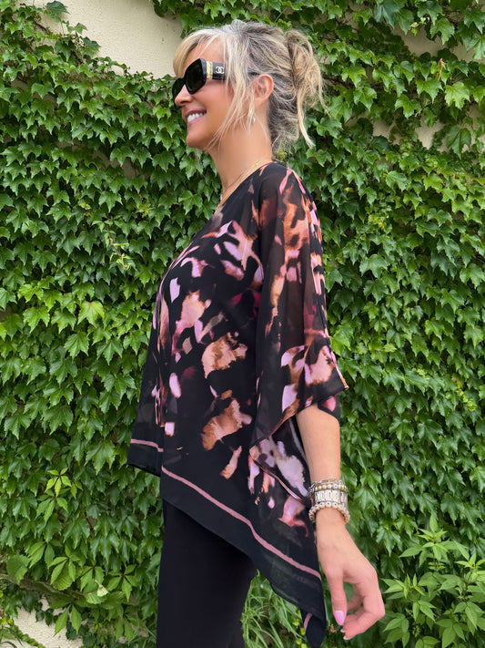 Chiffon Abstract Poncho Top | R289