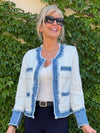 Tweed Open-Front Jacket With Denim Contrast | JK240