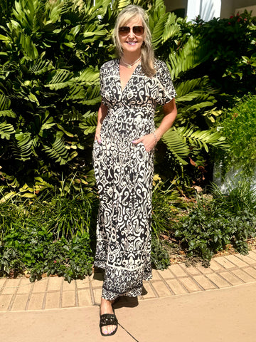 Pretty In Print Flattering Maxi Dress | D234