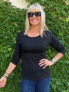 Elevated Basic Top With Ruching On Sleeve | T356