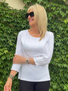 Elevated Basic Top With Ruching On Sleeve | T356