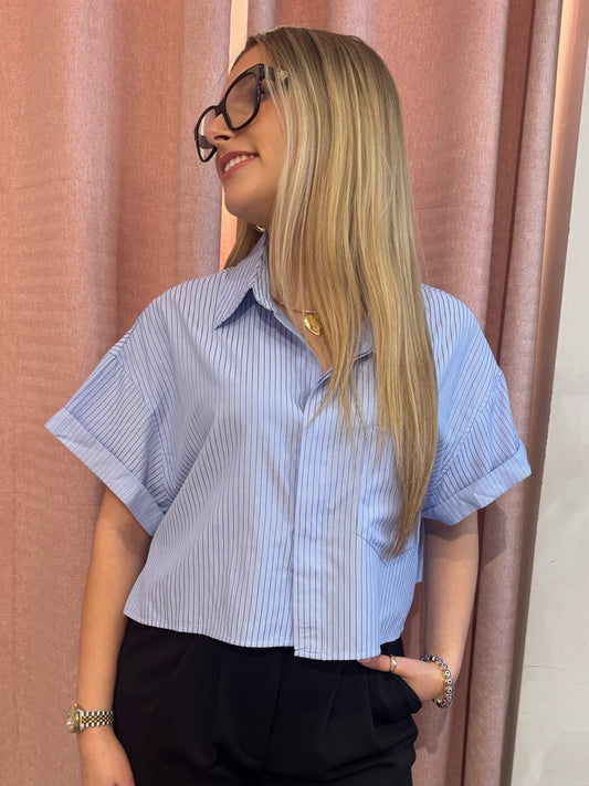 Striped Button-Up Blouse | T323