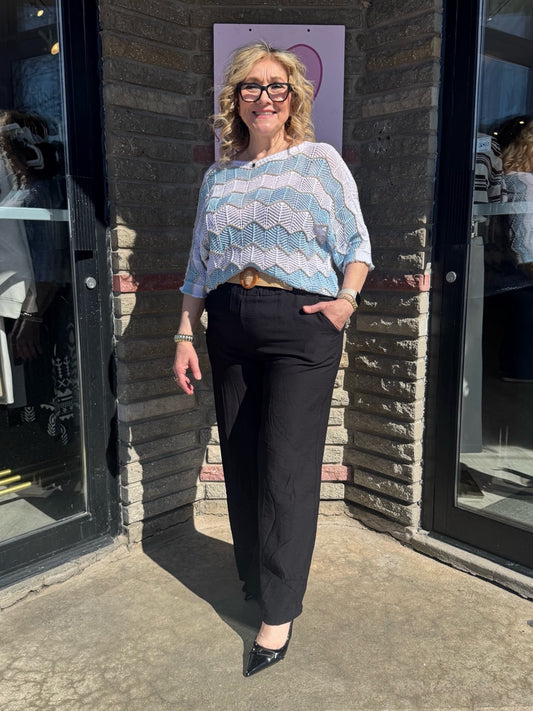 Italian Wide Leg Pant With Belt | PA265