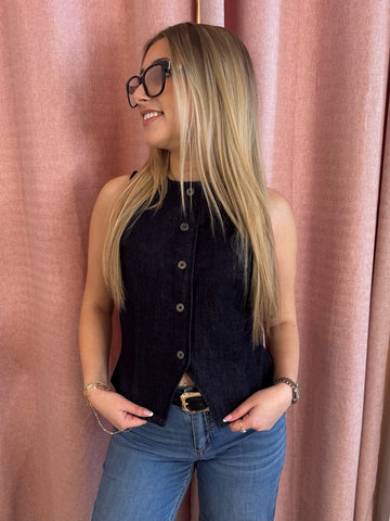 Denim Vest With Buttons | V212