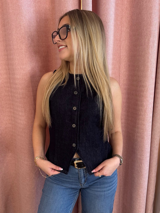 Denim Vest With Buttons | V212