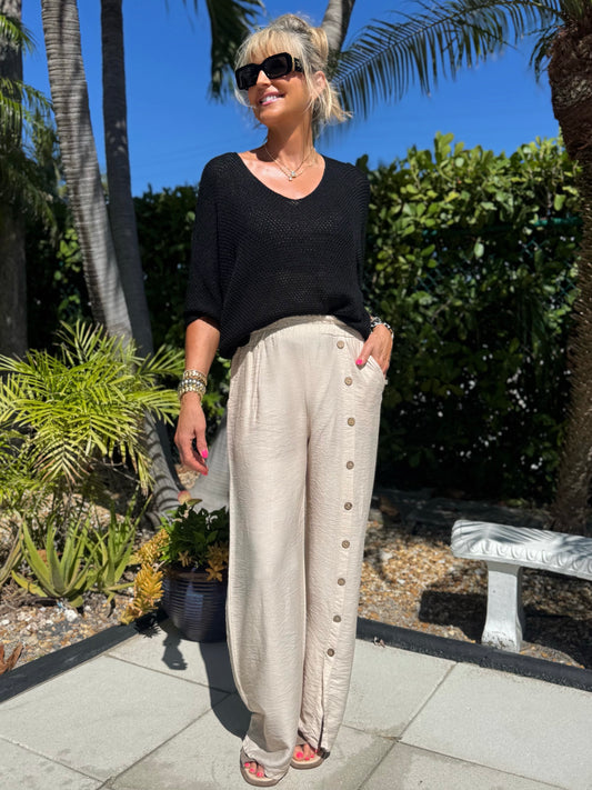 Stunning Italian Pant With Full Length Button Detail | PA271