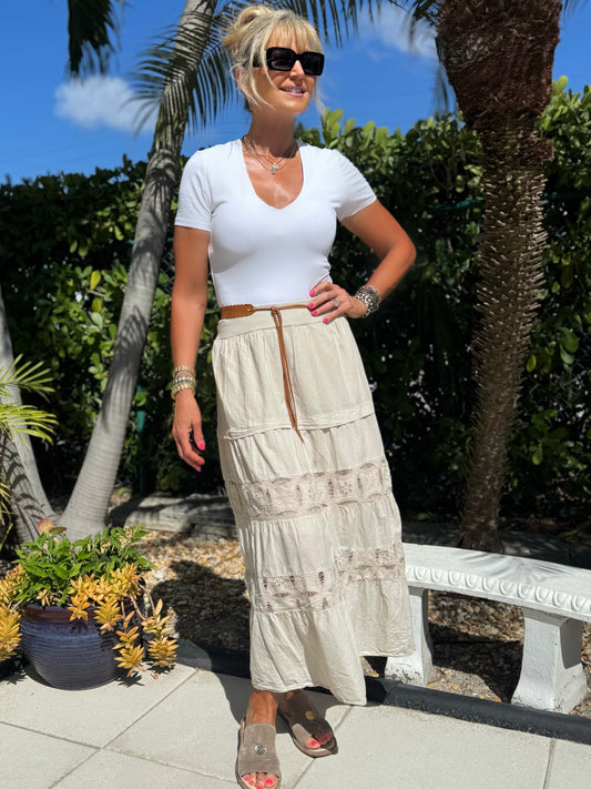 Sisterhood Fave Italian Boho Skirt With Belt | SK222